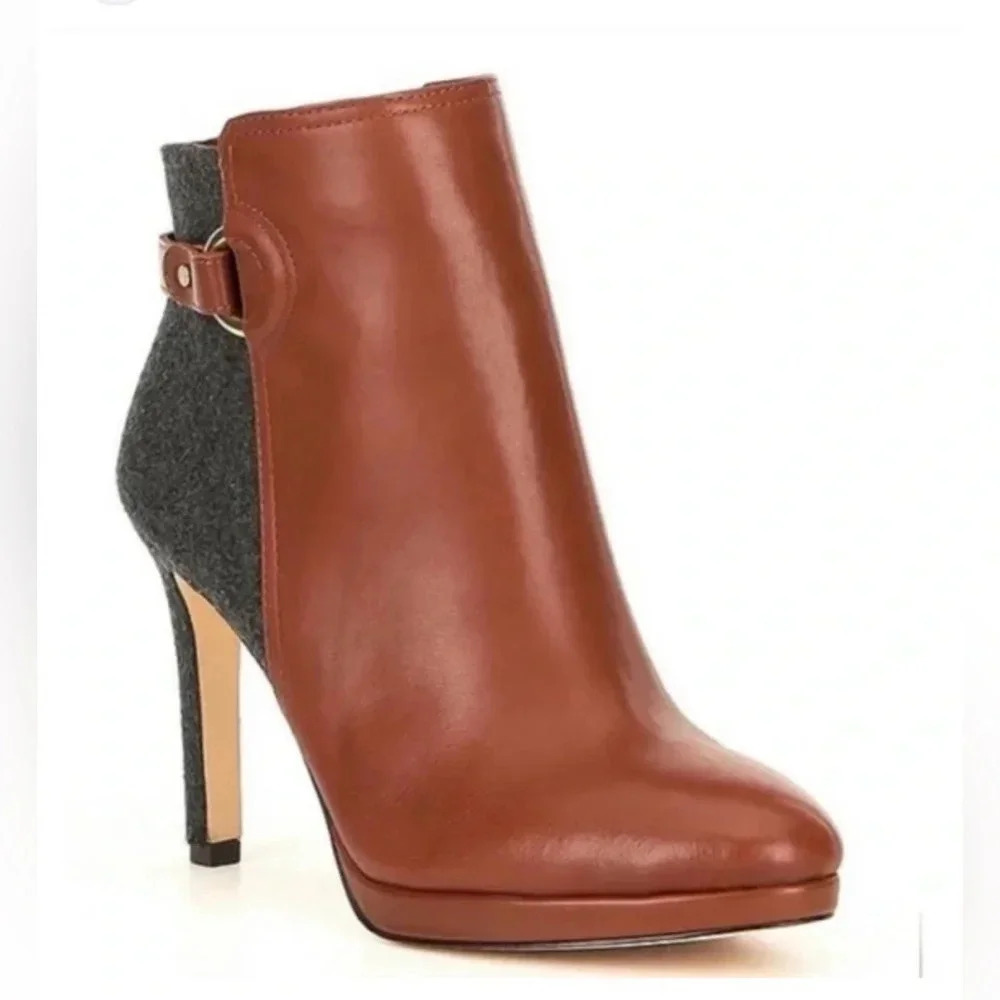 Antonio Milani Women’s Knight Lee Leather & Wool Heeled Ankle Boot Size 7.5